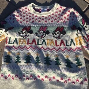 Disney Kid's Minnie Mouse Christmas Sweater FaLaLaLaLa Sz 4